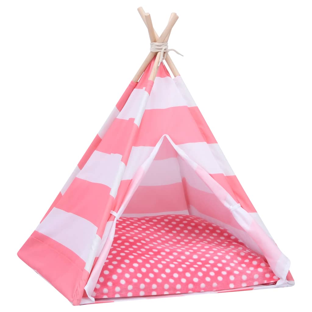 vidaXL Котешка палатка Типи с чанта, peach skin, на ивици, 60x60x70 см