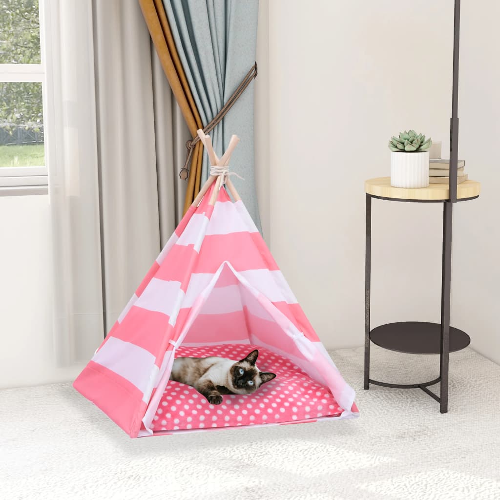 Katzen-Tipi-Zelt mit Tasche Pfirsichhaut Gestreift 60x60x70 cm kaufen