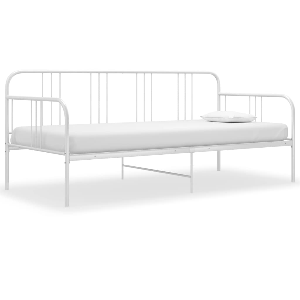 vidaXL Schlafsofa Bettgestell Weiß Metall 90x200 cm
