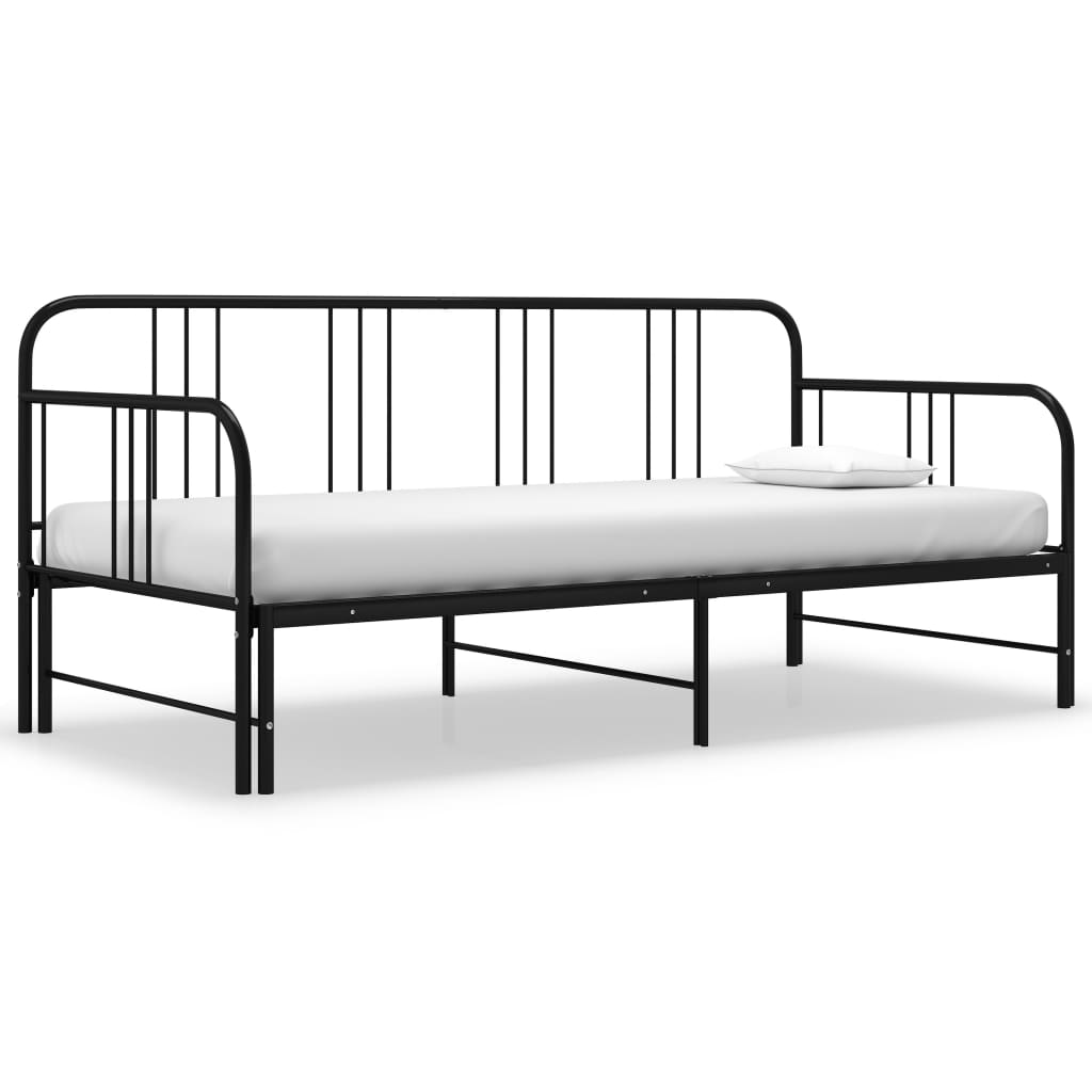 vidaXL Tagesbett Ausziehbar Schwarz Metall 90x200 cm