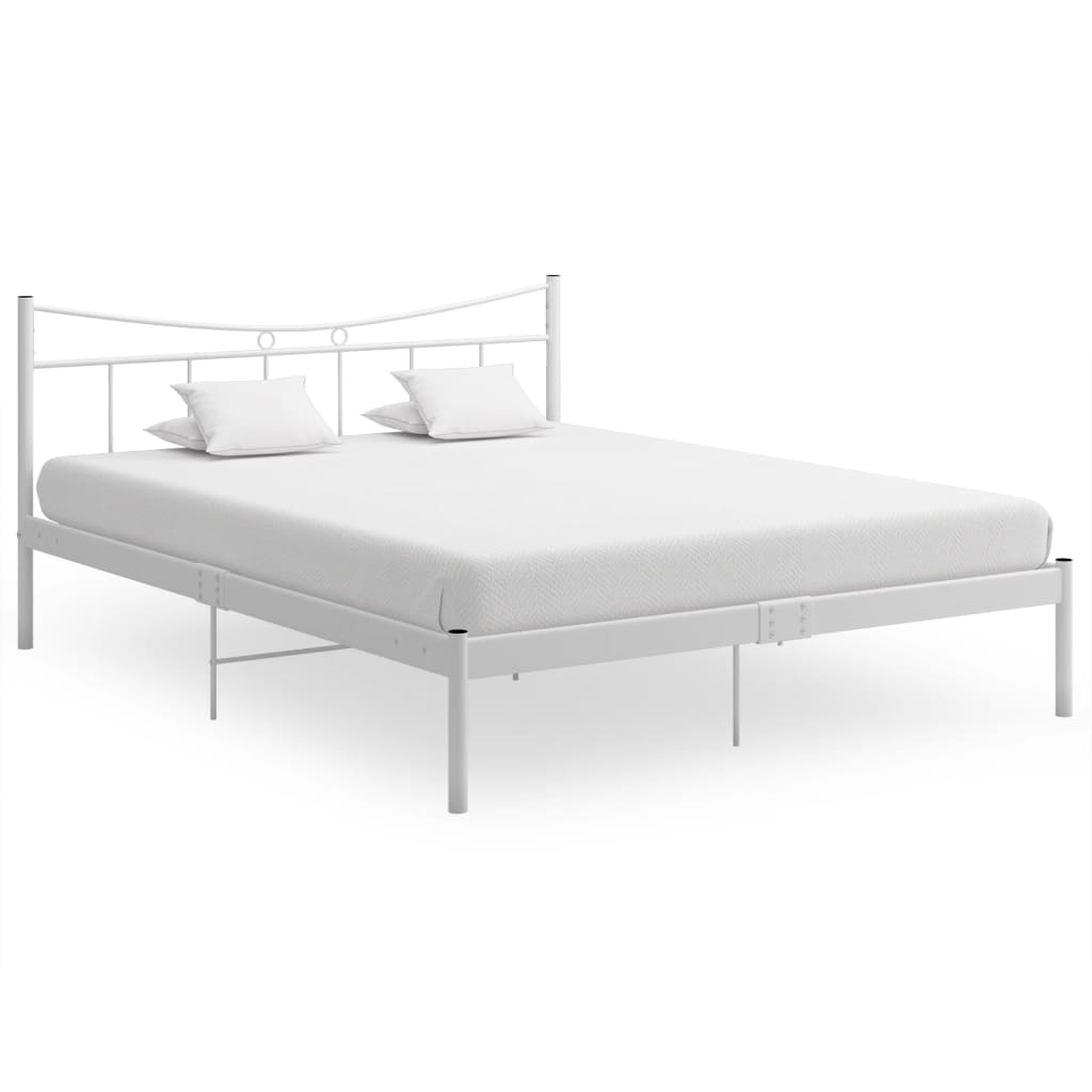 vidaXL Cadru de pat, alb, 140x200 cm, metal 