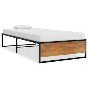vidaXL voodiraam, must, metall, 100 x 200 cm