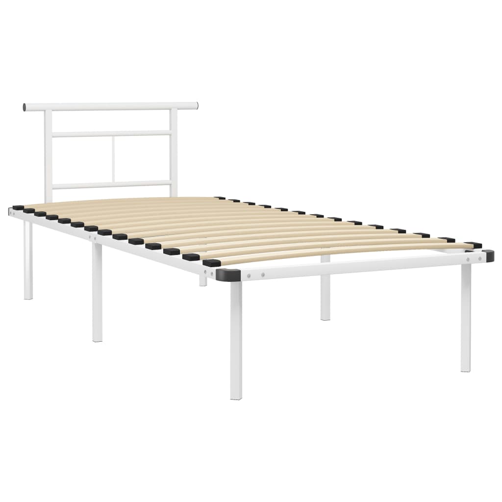 vidaXL Sängynrunko valkoinen metalli 90x200 cm