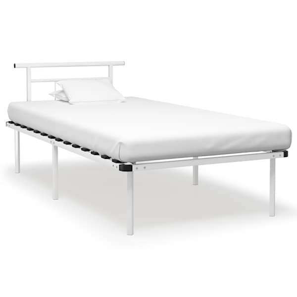 vidaXL voodiraam, valge, metall, 100 x 200 cm