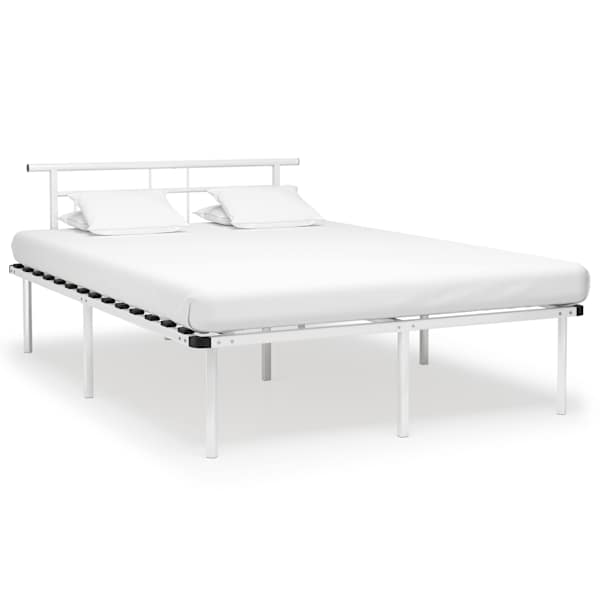 vidaXL voodiraam, valge, metall, 140 x 200 cm
