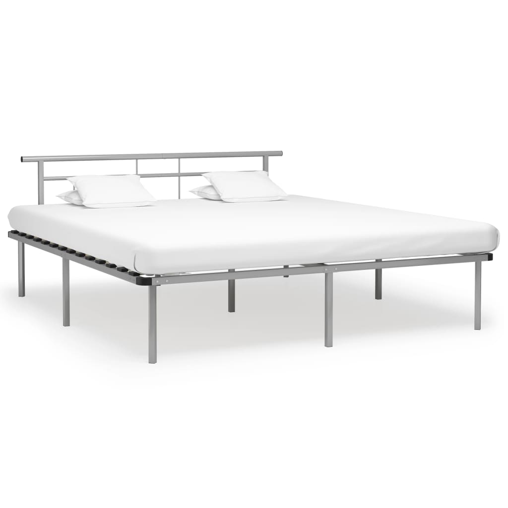 vidaXL Sängynrunko harmaa metalli 200x200 cm