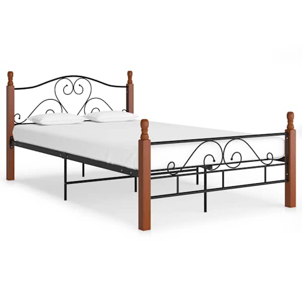 vidaXL voodiraam, must, metall, 120 x 200 cm