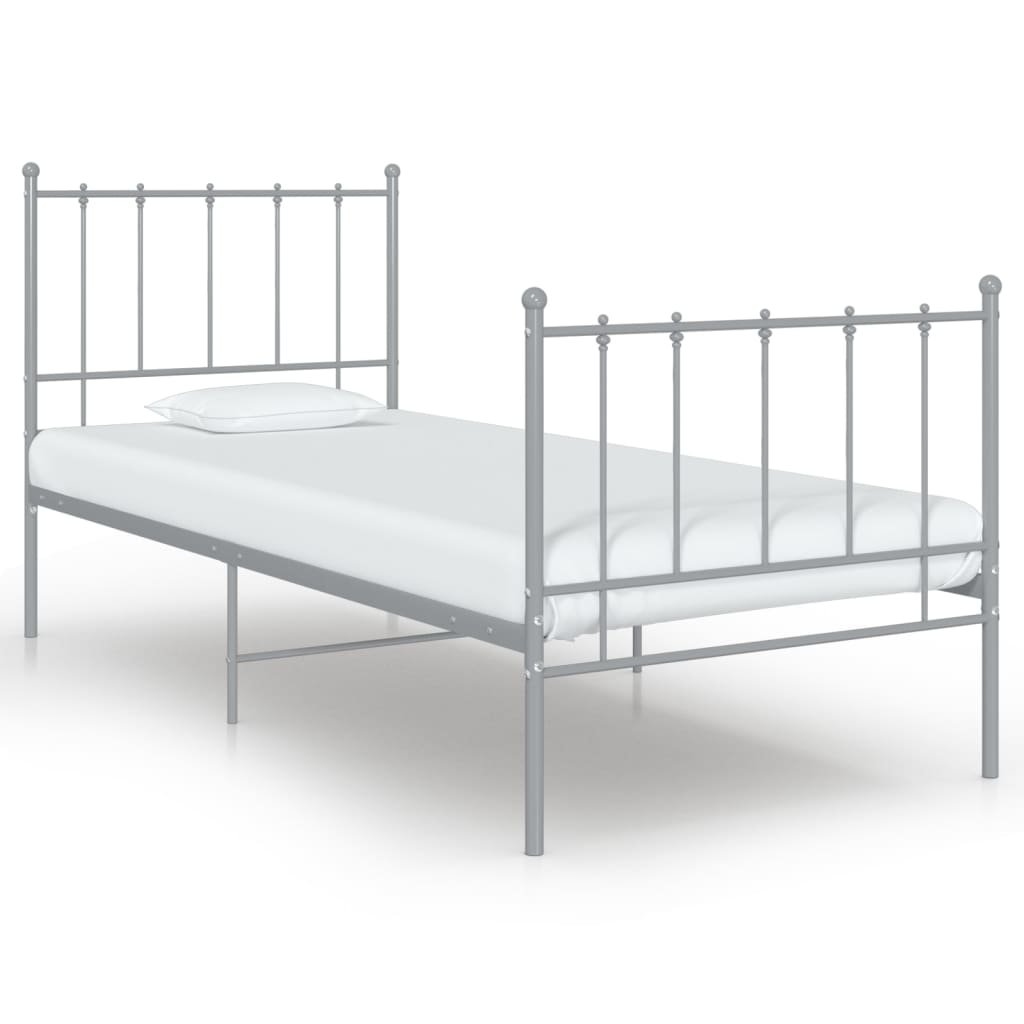 vidaXL Sängynrunko harmaa metalli 100x200 cm