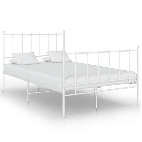 vidaXL voodiraam, valge, metall, 120 x 200 cm