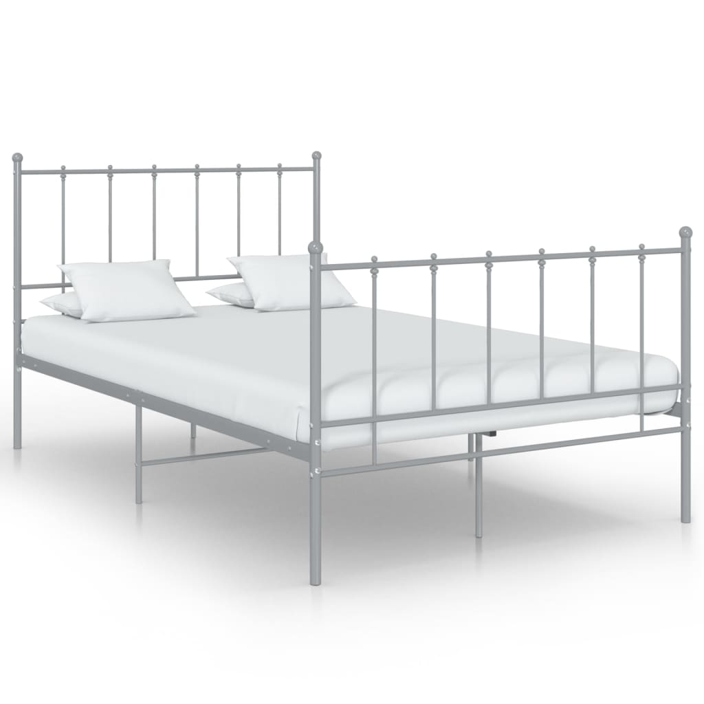 vidaXL Bett Grau Metall 120x200 cm