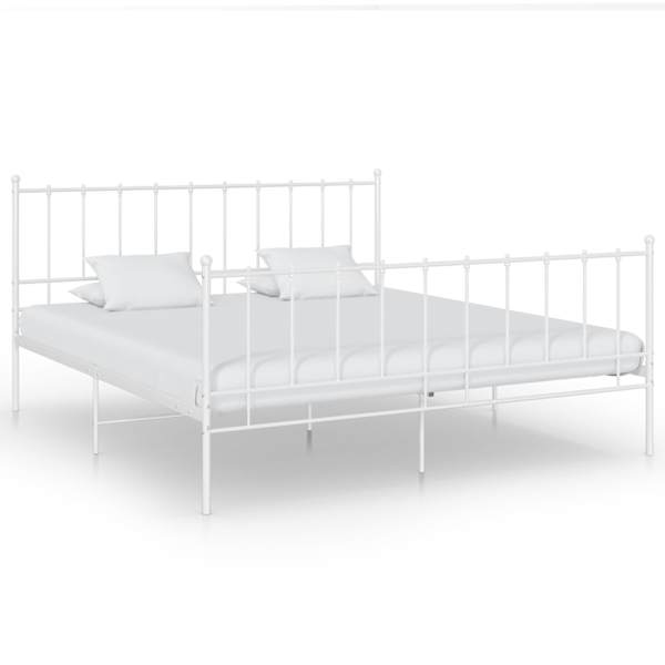 vidaXL voodiraam, valge, metall, 140 x 200 cm