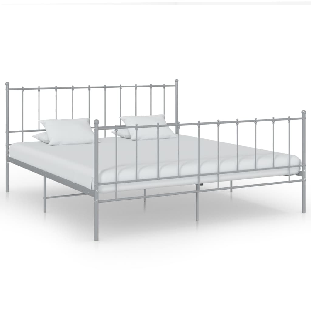 Bett Grau Metall 140×200 cm