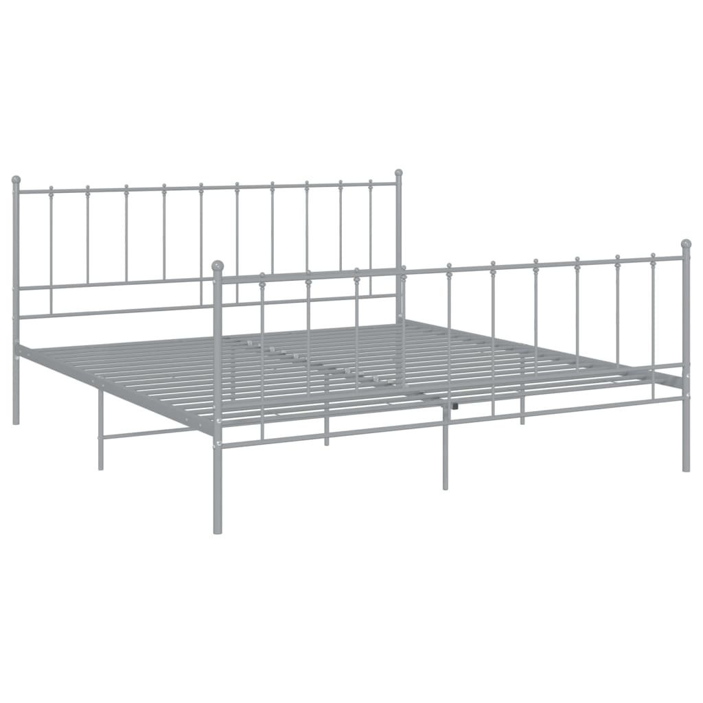 vidaXL Bett Grau Metall 160x200 cm