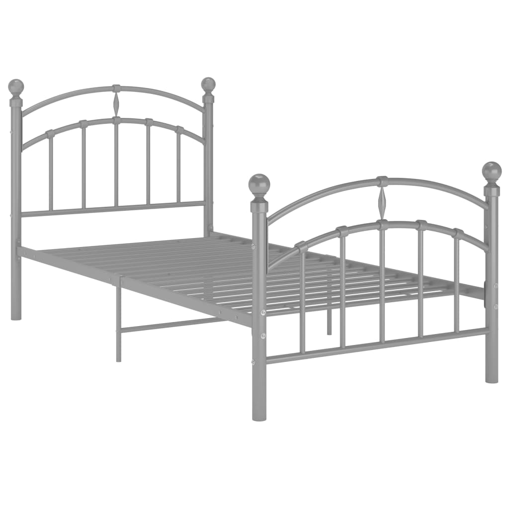 

vidaXL Bedframe metaal grijs 90x200 cm