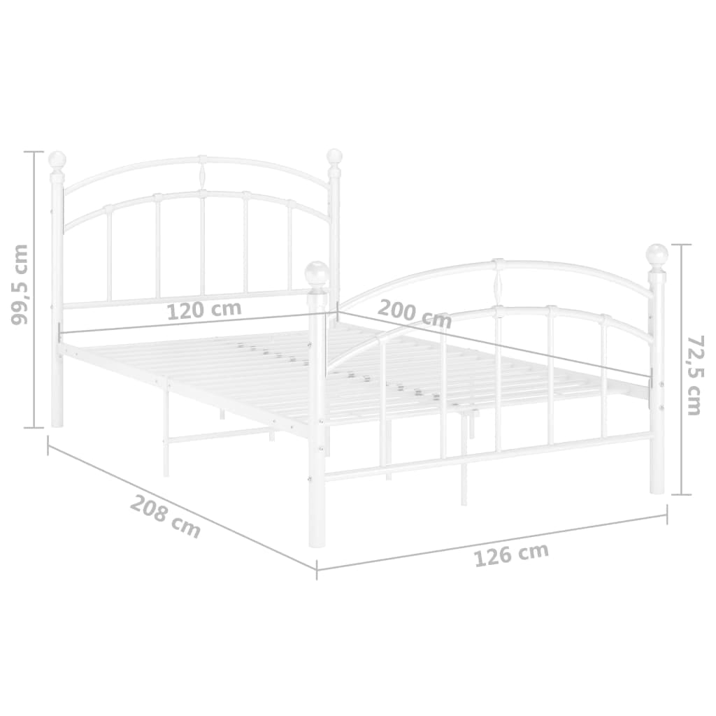 Cadru de pat, alb, 120x200 cm, metal