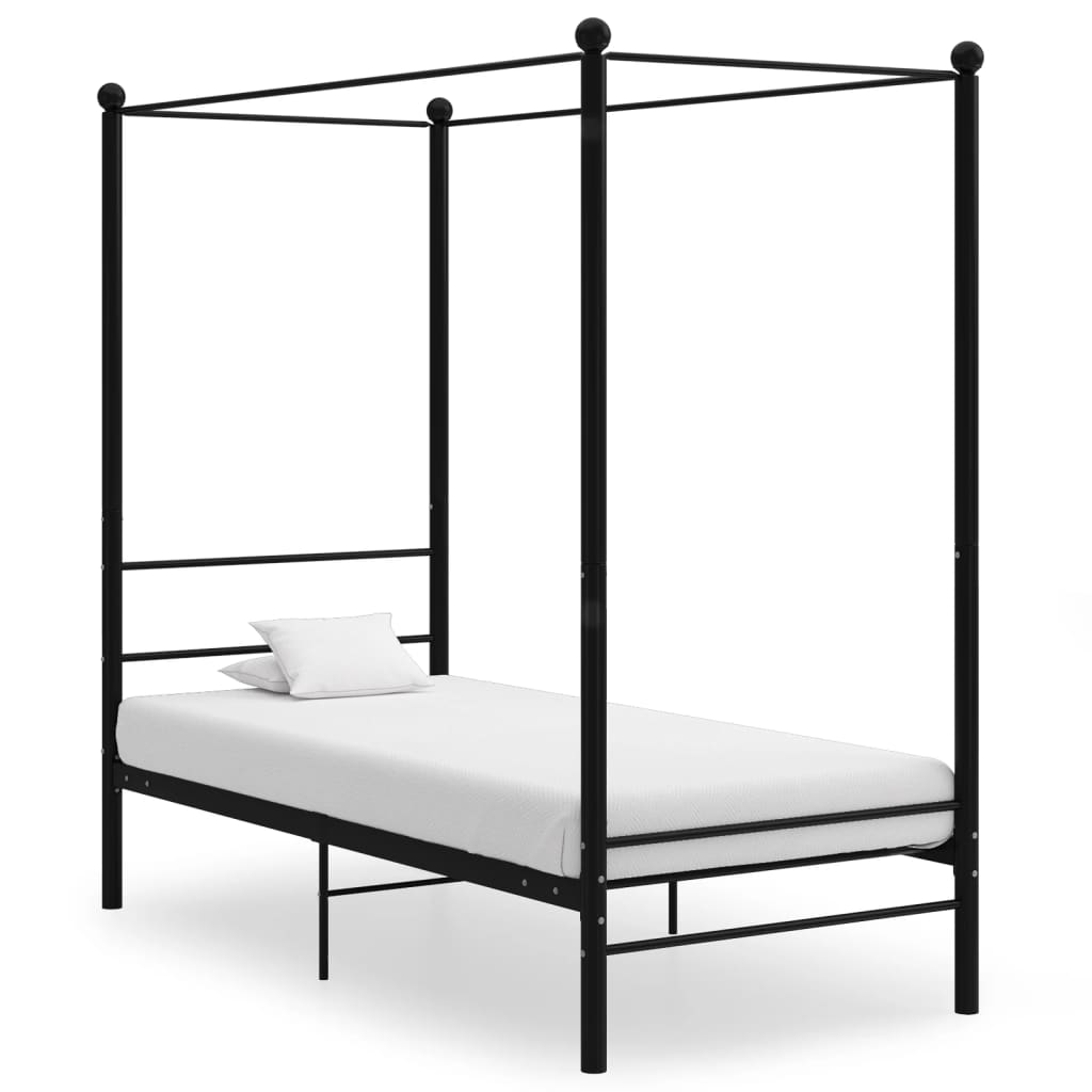 vidaXL Himmelbett Schwarz Metall 90x200 cm