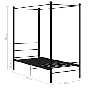Rám postele s nebesy černý kovový 90 x 200 cm - obrázek 6