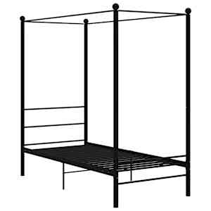 vidaXL Cadre de lit &agrave; baldaquin sans matelas noir m&eacute;tal 90x200 cm