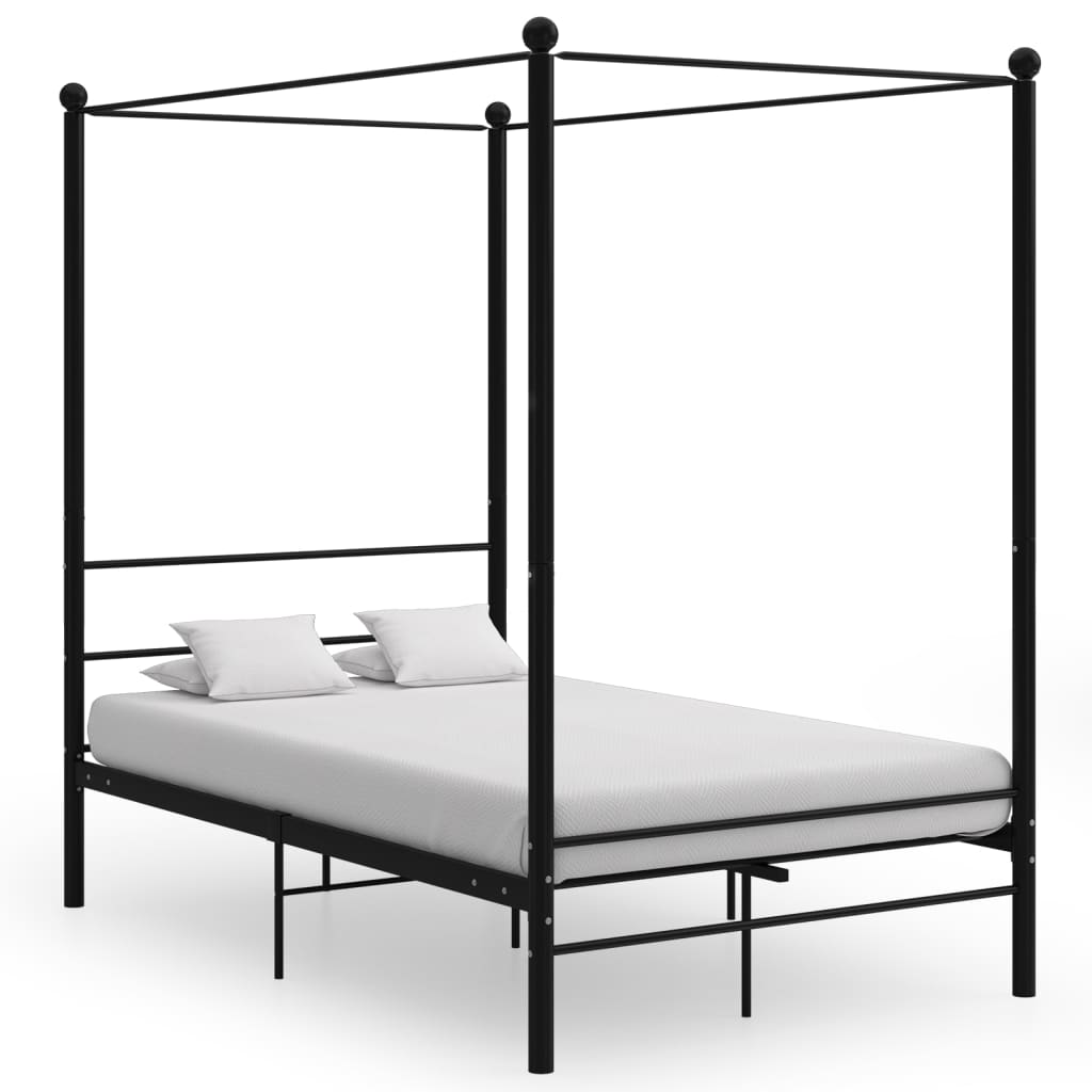 vidaXL Cadru de pat cu baldachin, negru, 120x200 cm, metal 