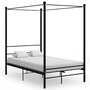vidaXL baldahhiiniga voodiraam, must, metall, 120 x 200 cm