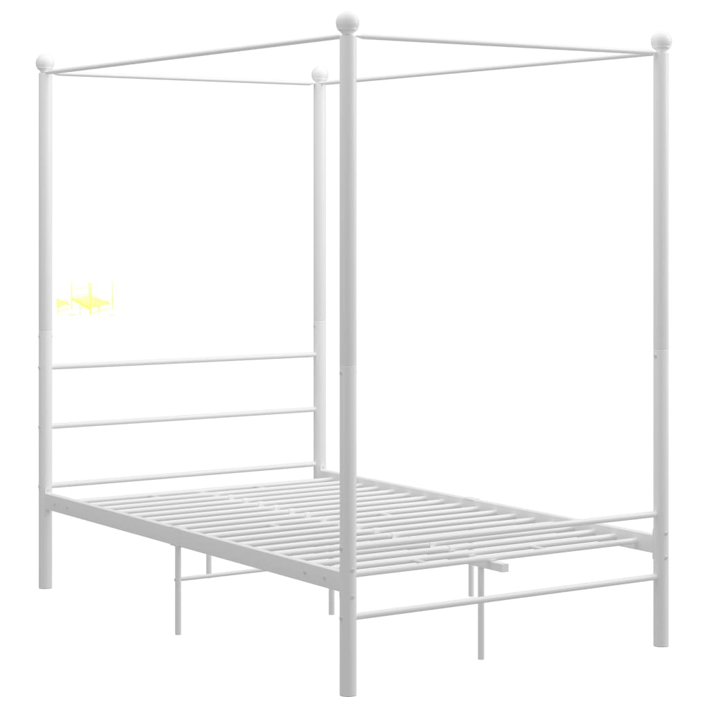 vidaXL Cadru de pat cu baldachin, alb, 120x200 cm, metal 