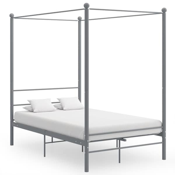 vidaXL baldahhiiniga voodiraam, hall, metall, 120 x 200 cm