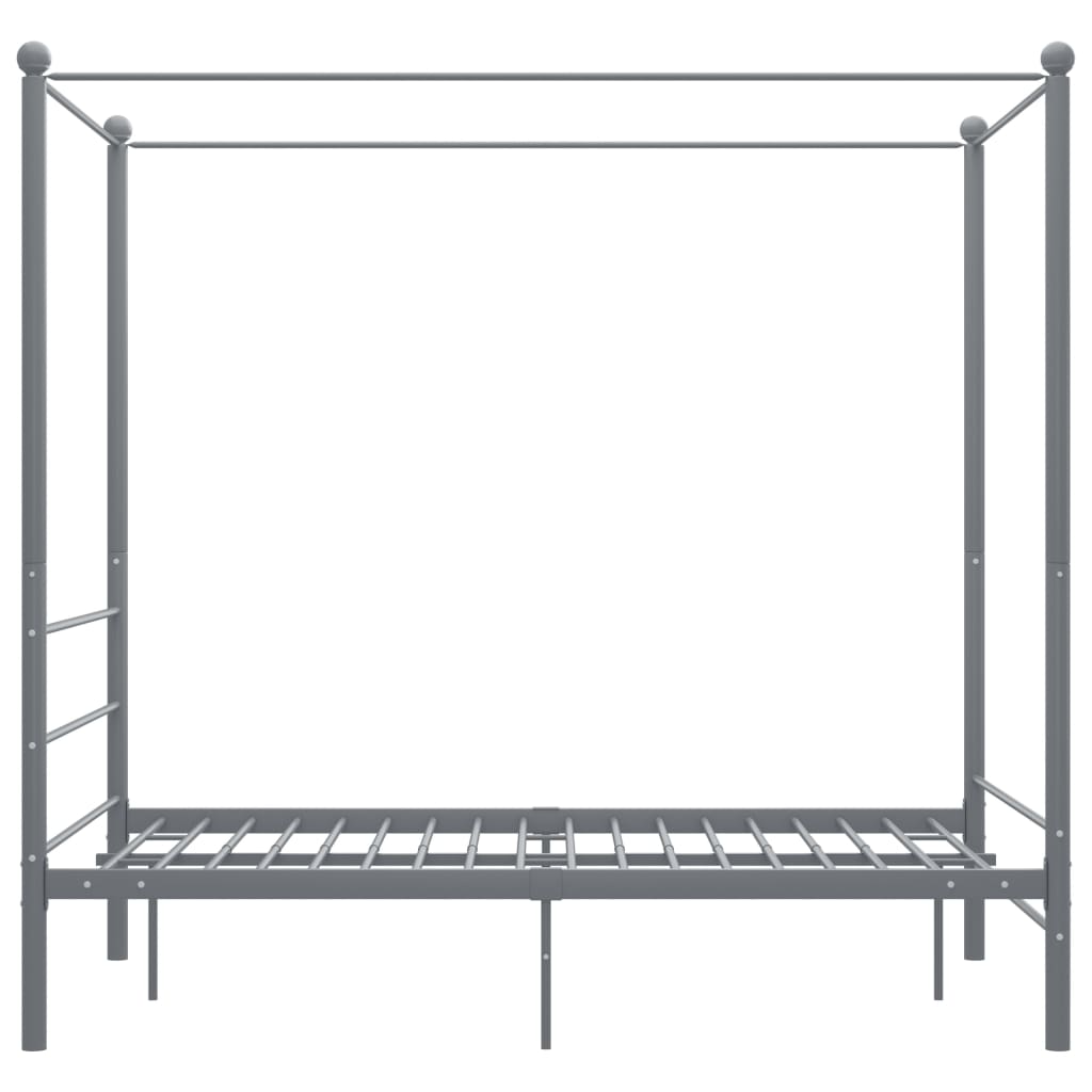 Cadru de pat cu baldachin, gri, 120x200 cm, metal