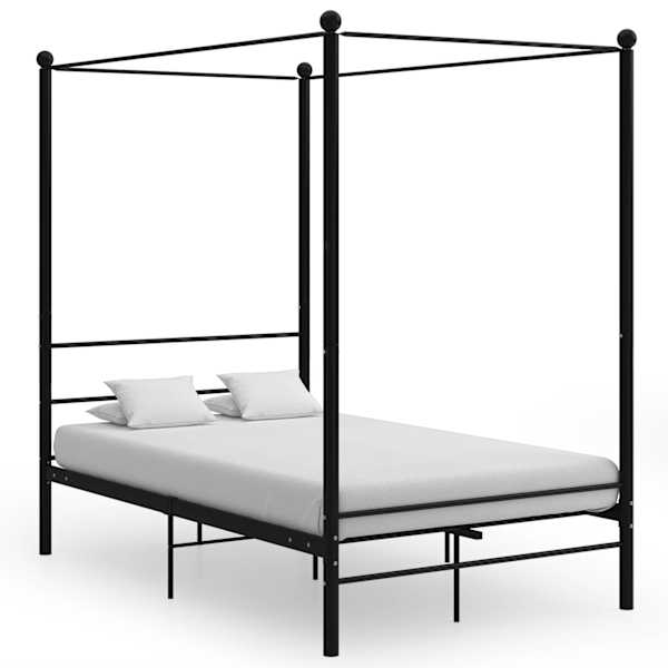 vidaXL baldahhiiniga voodiraam, must, metall, 140 x 200 cm