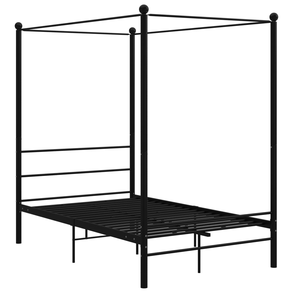 vidaXL Cadru de pat cu baldachin, negru, 140x200 cm, metal 