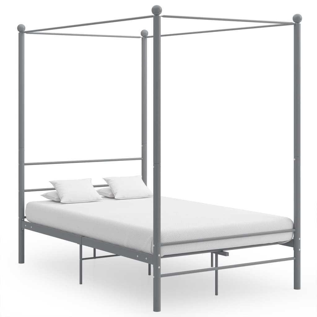 vidaXL Himmelbett Grau Metall 140x200 cm