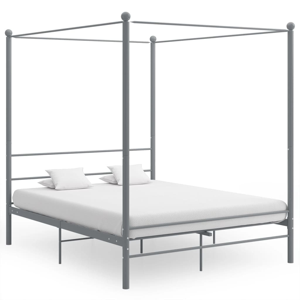 Himmelbett Grau Metall 160×200 cm