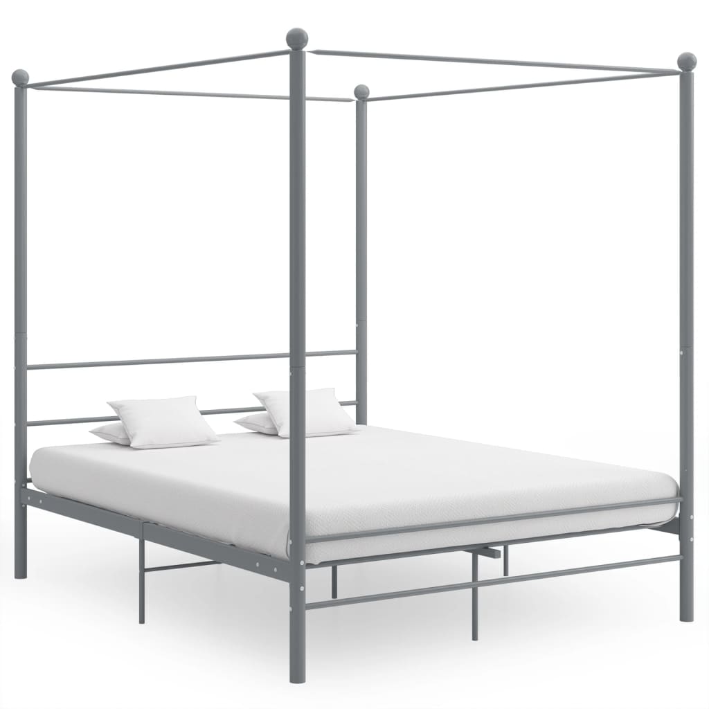 vidaXL sengestel til himmelseng 160x200 cm metal grå