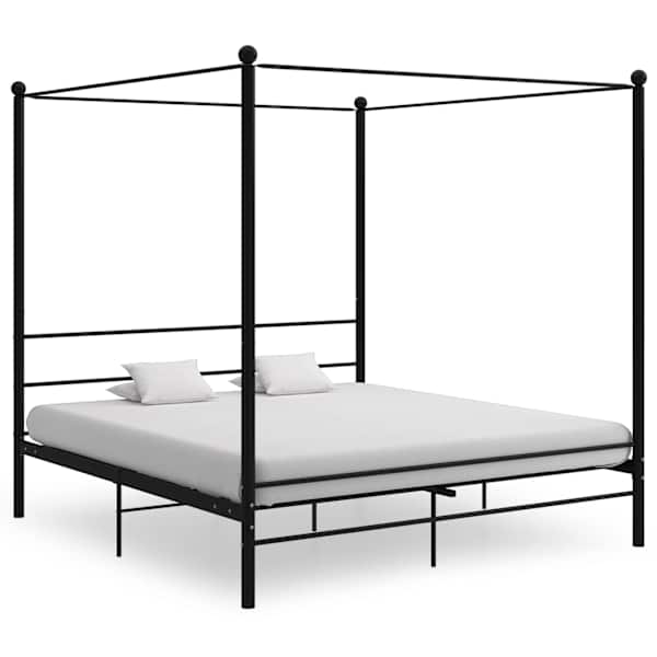 vidaXL baldahhiiniga voodiraam, must, metall, 180 x 200 cm
