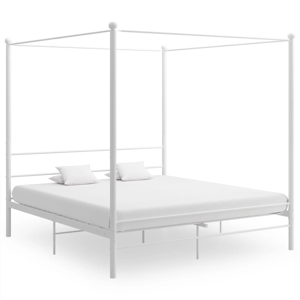 #1 - vidaXL sengestel til himmelseng 180x200 cm metal hvid