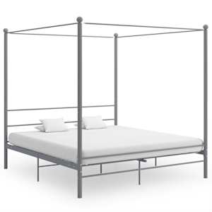 Rám postele s nebesy šedý kovový 200 x 200 cm - obrázek 1