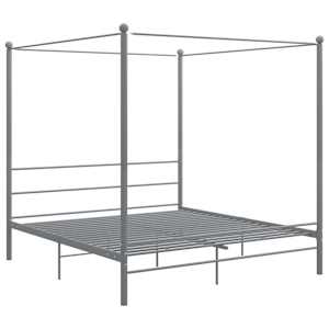 Rám postele s nebesy šedý kovový 200 x 200 cm - obrázek 2