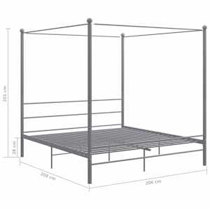 Rám postele s nebesy šedý kovový 200 x 200 cm - obrázek 6