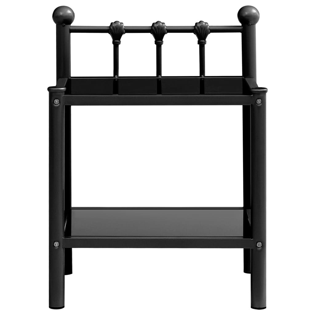 vidaXL Bedside Cabinet Black 45x34.5x60.5 cm Metal and Glass