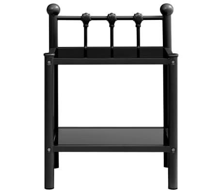 vidaXL Noptieră, negru, 45x34,5x60,5 cm, metal și sticlă