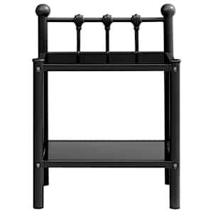 vidaXL Naktinė spintelė, juoda, 45x34,5x60,5cm, metalas ir stiklas