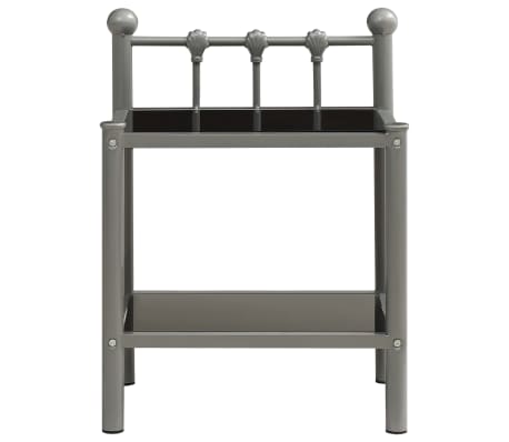 vidaXL Noptieră, gri și negru, 45x34,5x60,5 cm, metal și sticlă
