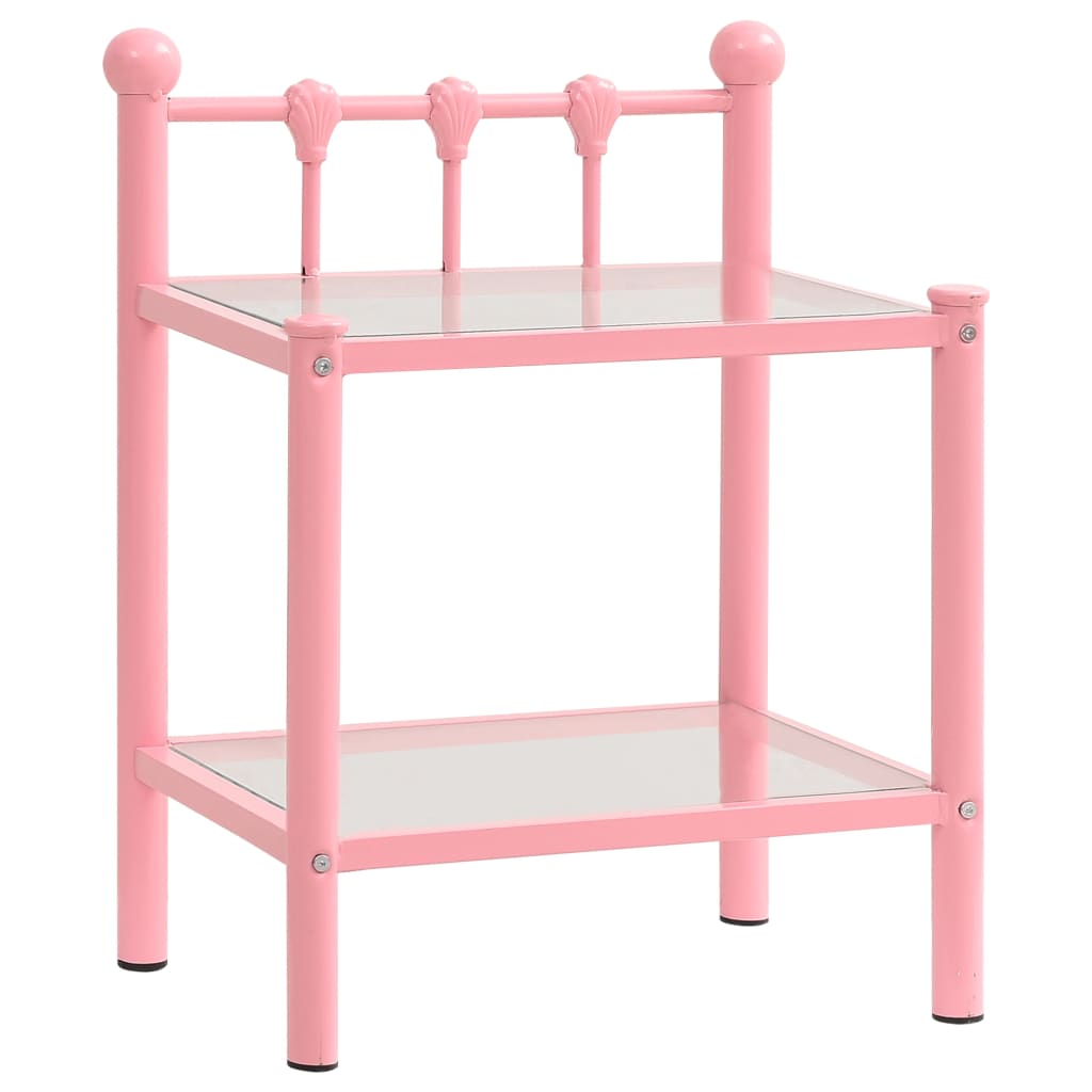 Bedside Cabinet Pink&Transparent 45×34.5×60.5 cm Metal & Glass