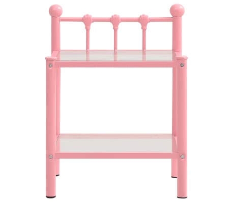 vidaXL Comodino Rosa e Trasparente 45x34,5x60,5 cm in Metallo e Vetro