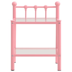 vidaXL Comodino Rosa e Trasparente 45x34,5x60,5 cm in Metallo e Vetro