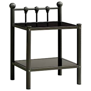 vidaXL Naktinės spintelės, 2vnt., juodos spalvos, metalas ir stiklas