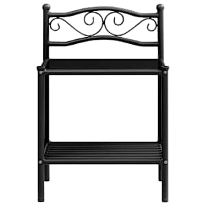 vidaXL Naktinė spintelė, juodos spalvos, 43x33x65cm, metalas/stiklas