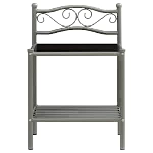 vidaXL Naktinė spintelė, pilka/juoda, 43x33x65cm, metalas ir stiklas