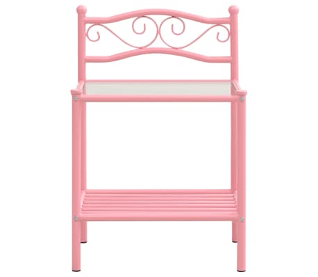 vidaXL Naktinė spintelė, rožinė/skaidri, 43x33x65cm, metalas/stiklas