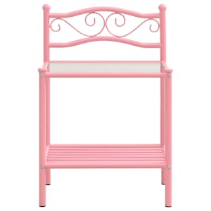 vidaXL Naktinė spintelė, rožinė/skaidri, 43x33x65cm, metalas/stiklas