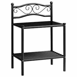 vidaXL Naktinės spintelės, 2vnt., juodos spalvos, metalas ir stiklas